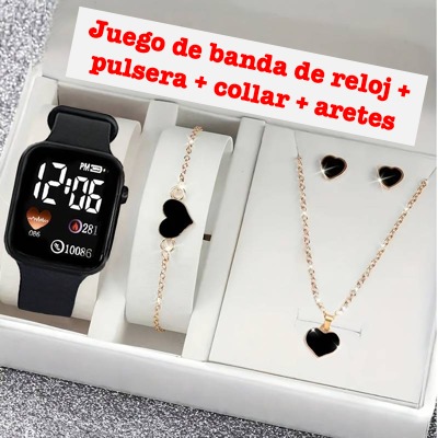 Miniatura 3 de banda reloj + pulsera + collar + aretes